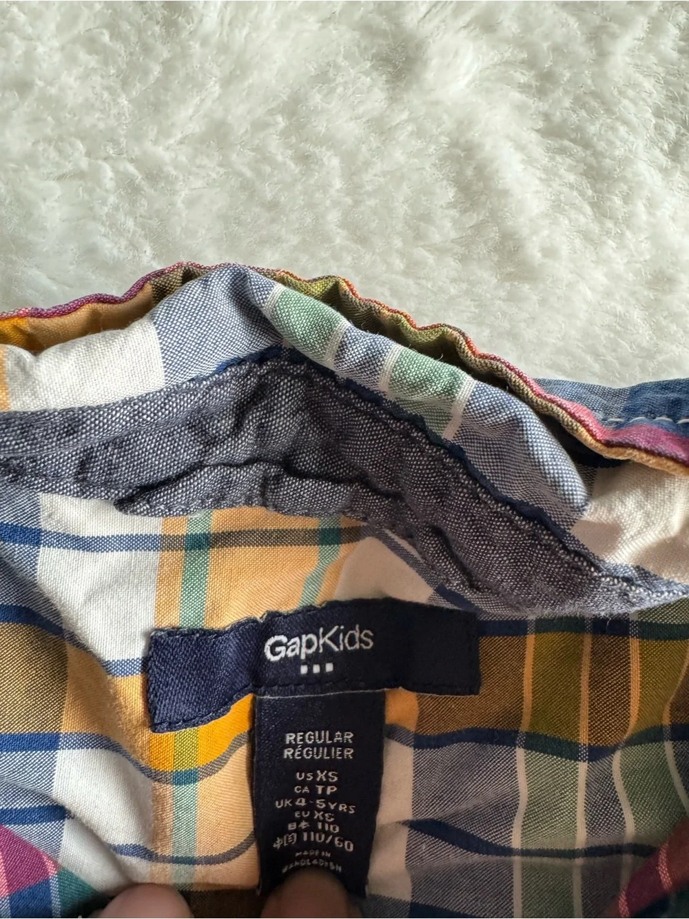 GAP Kids Plaid Button-Down Shirt in Blue, Yellow & Red